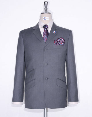 60s Mod Fashion Pale Grey Suit - Modshopping Clothing