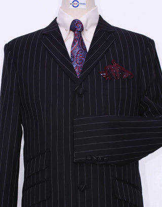 Black and White Pinstripe 4 Button Suit - Modshopping Clothing