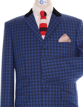 Blue Gingham Check Suit - Modshopping Clothing