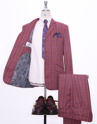 Burnt Brick Prince Of Wales Check Suit - Modshopping Clothing