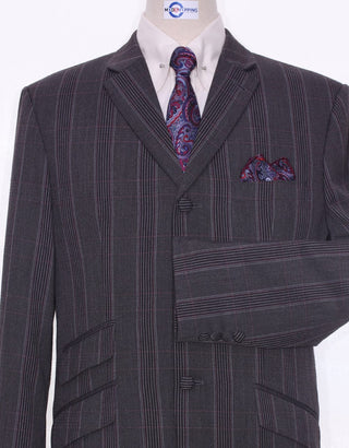 Charcoal Grey Prince Of Wales Check Suit - Modshopping Clothing