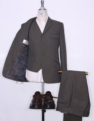 Dark Brown And Black Houndstooth Suit - Modshopping Clothing