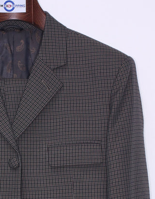 Dark Brown And Black Houndstooth Suit - Modshopping Clothing
