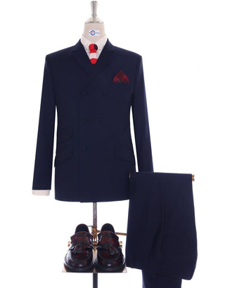 Dark Navy Blue Double Breasted Suit - Modshopping Clothing