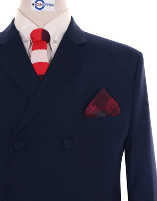Dark Navy Blue Double Breasted Suit - Modshopping Clothing