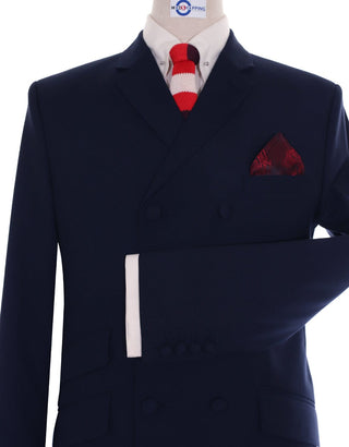 Dark Navy Blue Double Breasted Suit - Modshopping Clothing