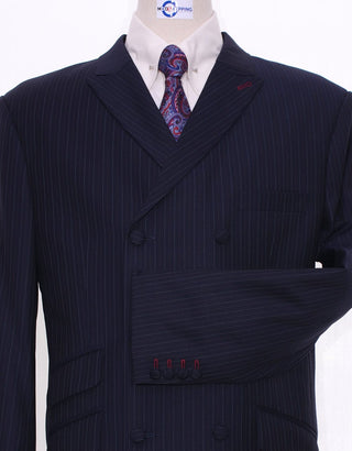 Navy Blue Pinstripe Double Breasted Suit - Modshopping Clothing