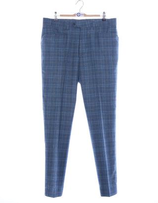 Linen Suit - Blue Prince Of Wales Check Suit - Modshopping Clothing