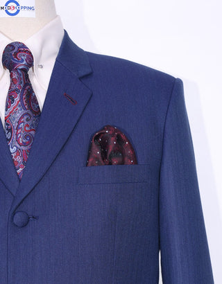 Midnight Blue Herringbone Suit - Modshopping Clothing