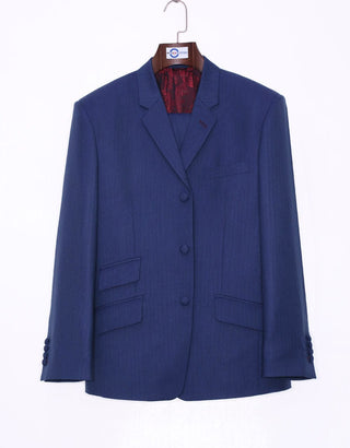 Midnight Blue Herringbone Suit - Modshopping Clothing