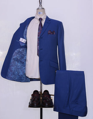 Navy Blue Birdseye Suit - Modshopping Clothing
