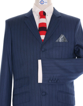 Navy Blue Striped Suit - Modshopping Clothing