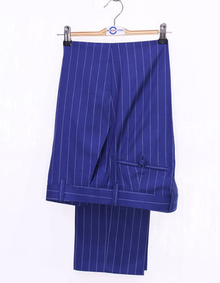 Royal Blue and White Striped Suit - Modshopping Clothing