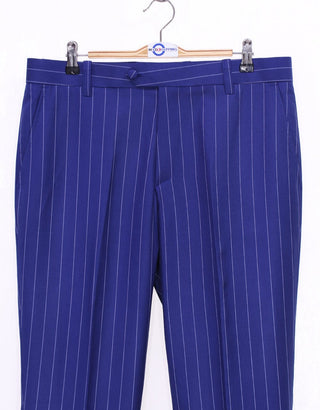 Royal Blue and White Striped Suit - Modshopping Clothing