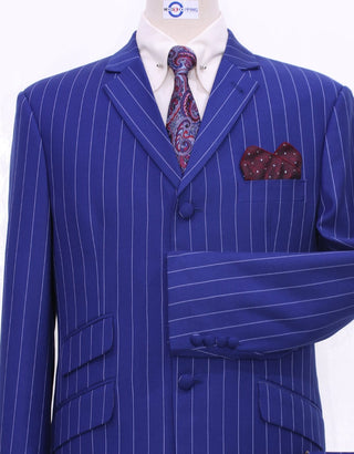 Royal Blue and White Striped Suit - Modshopping Clothing