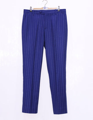 Royal Blue and White Striped Suit - Modshopping Clothing