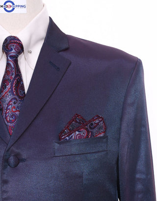 Red and Blue Two Tone 3 Piece Suit - Modshopping Clothing