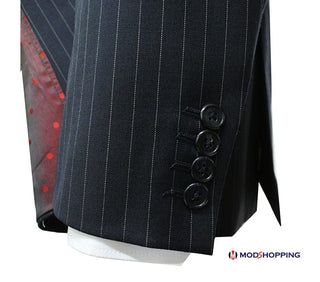 Black and White Pinstripe 3 Piece Suit - Modshopping Clothing