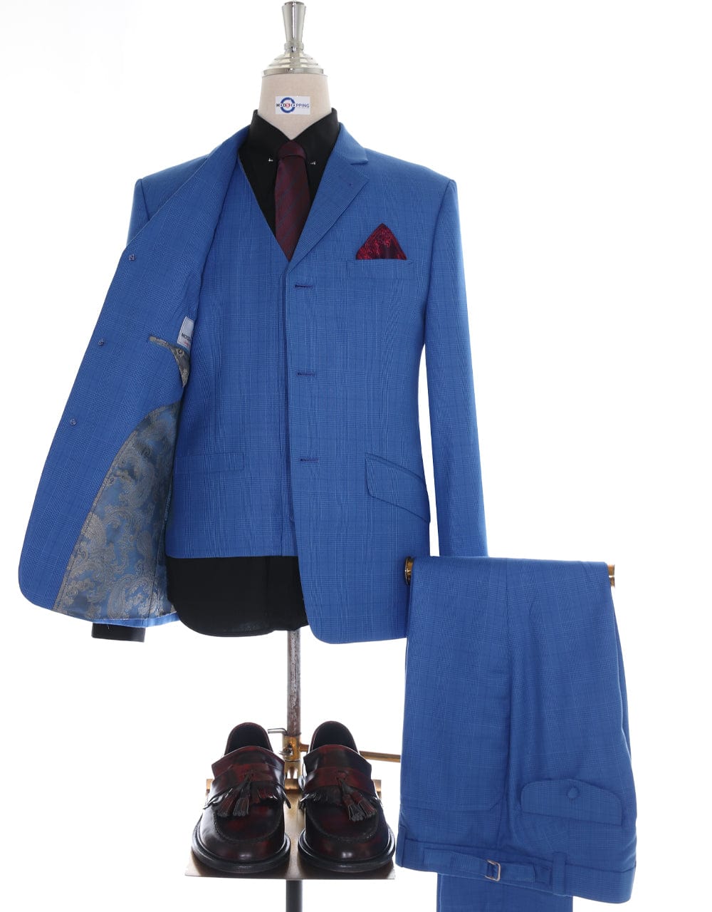 Adaptor Clothing Mod 60's Retro 3 Button Slim Mohair Suit Electric Blue |  Adaptor Clothing