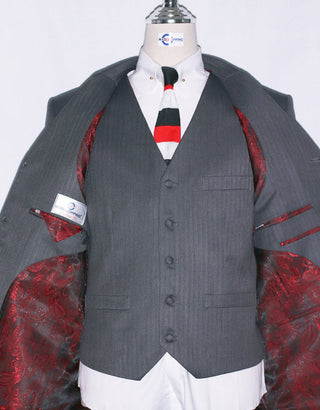 Grey Herringbone 3 Piece Suit - Modshopping Clothing