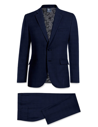 Two Button Suit - Navy Blue  Birdseye Suit - Modshopping Clothing
