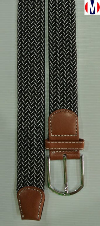 men's belts | black color elasticated woven belt - Modshopping Clothing