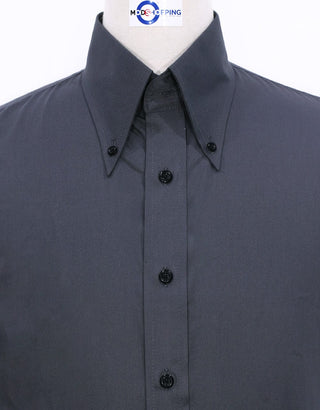 Charcoal Grey Button Down Collar Shirt - Modshopping Clothing