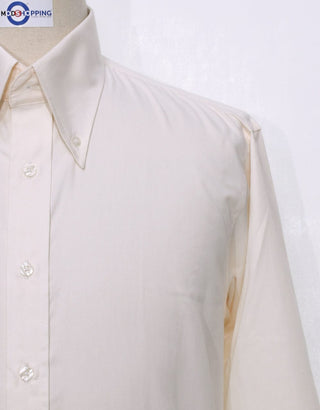 Cream Button Down Collar Shirt - Modshopping Clothing