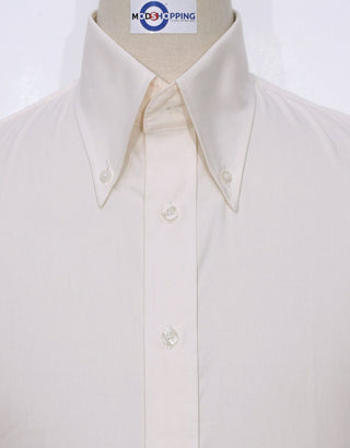 Cream Button Down Collar Shirt - Modshopping Clothing