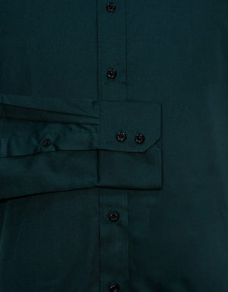 Dark Green Button Down Collar Shirt - Modshopping Clothing