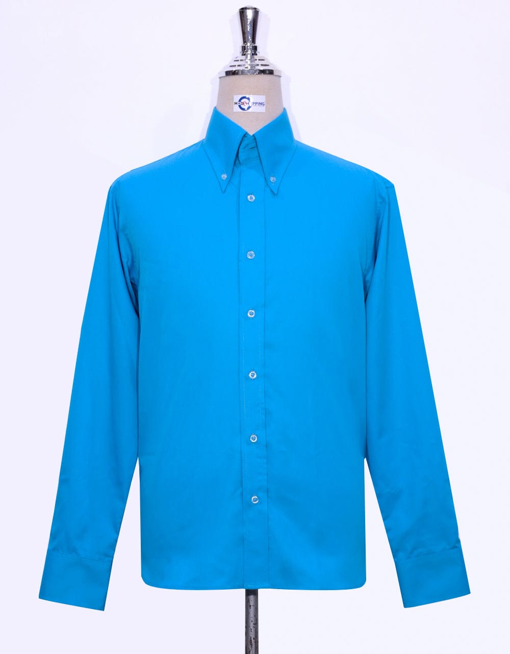 Button Down Collar Shirt Deep Sky Blue Formal Shirt Modshopping Clothing
