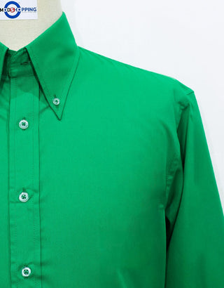 Green Button Down Collar Shirt - Modshopping Clothing