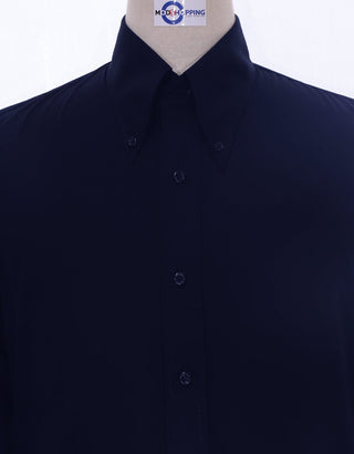 Navy Blue Button Down Collar Shirt - Modshopping Clothing