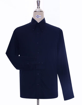 Navy Blue Button Down Collar Shirt - Modshopping Clothing