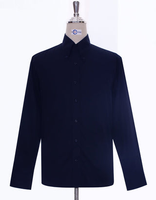 Navy Blue Button Down Collar Shirt - Modshopping Clothing