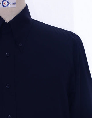 Navy Blue Button Down Collar Shirt - Modshopping Clothing