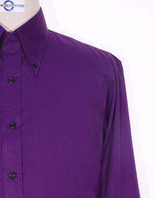 Purple Button Down Collar Shirt - Modshopping Clothing