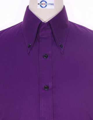 Purple Button Down Collar Shirt - Modshopping Clothing