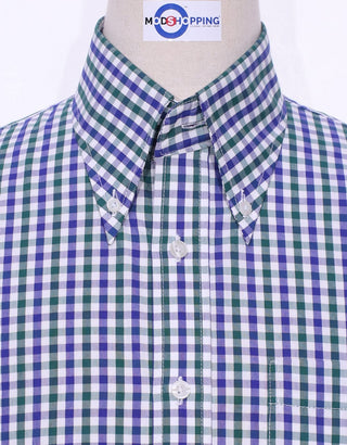 Blue And Green Gingham Check Shirt - Modshopping Clothing