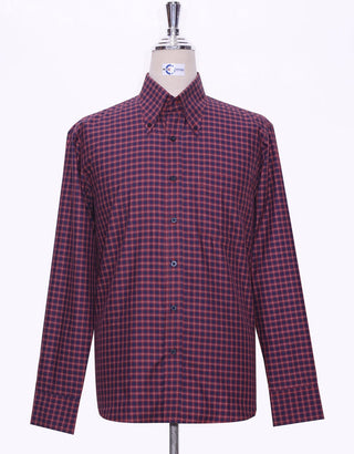 Red And Navy Blue Gingham Check Shirt - Modshopping Clothing