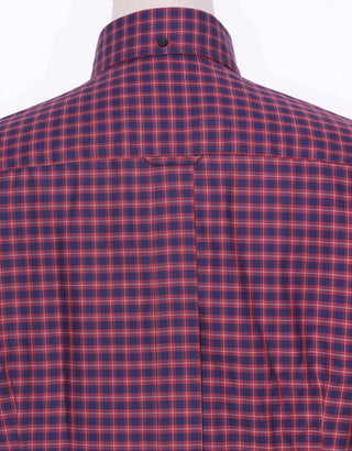 Red And Navy Blue Gingham Check Shirt - Modshopping Clothing