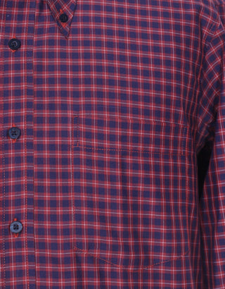Red And Navy Blue Gingham Check Shirt - Modshopping Clothing