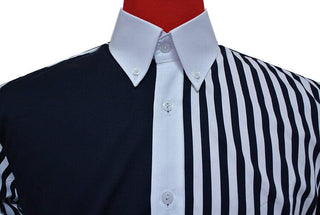 Vintage Style Roger Daltrey Navy Blue & White Button Down Shirt - Modshopping Clothing