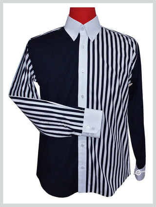 Vintage Style Roger Daltrey Navy Blue & White Button Down Shirt - Modshopping Clothing