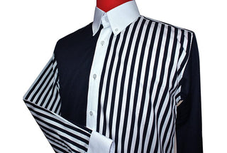 Vintage Style Roger Daltrey Navy Blue & White Button Down Shirt - Modshopping Clothing
