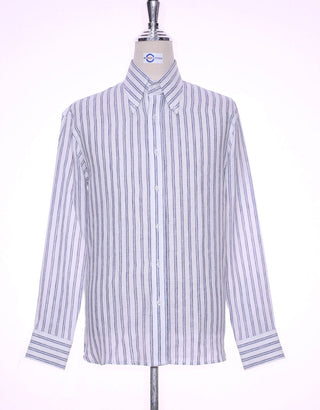 Original Linen Shirt | Navy Blue Striped Linen Shirt - Modshopping Clothing