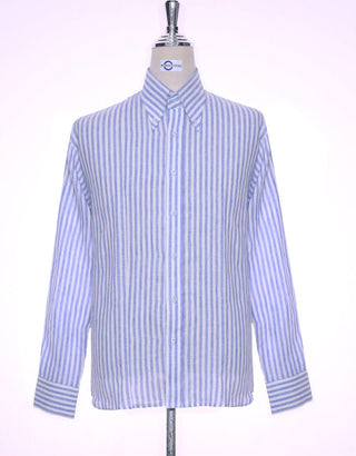 Original Linen Shirt | Sky Blue Striped Linen Men Shirt - Modshopping Clothing