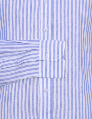 Original Linen Shirt | Sky Blue Striped Linen Men Shirt - Modshopping Clothing