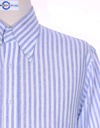 Original Linen Shirt | Sky Blue Striped Linen Men Shirt - Modshopping Clothing