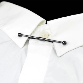 Black Metal Collar Clip Shirt For Men's - Modshopping Clothing